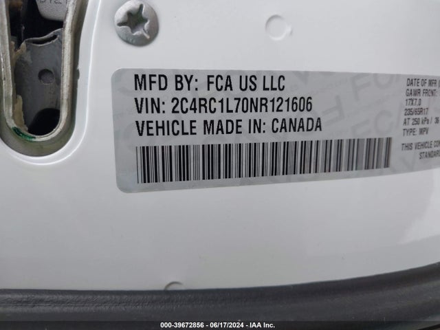 2C4RC1L70NR121606 Chrysler Pacifica Hybrid Touring L