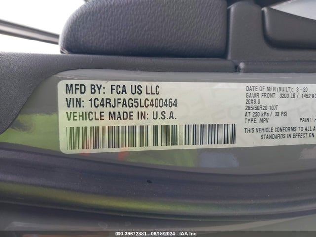 1C4RJFAG5LC400464 Jeep Grand Cherokee Altitude 4x4