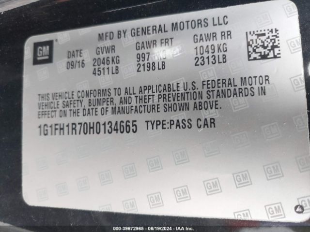 1G1FH1R70H0134665 Chevrolet CAMARO 2SS