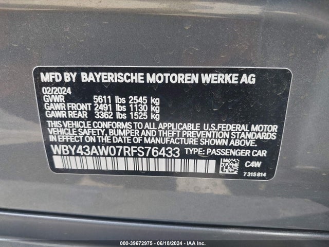 WBY43AW07RFS76433 BMW I4 Edrive35