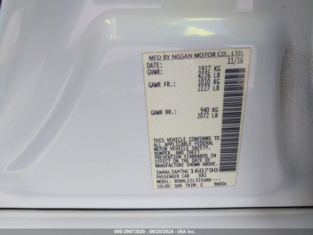 Nissan Altima 2.5 Sv 2017 1N4AL3AP7HC160790 Image 9