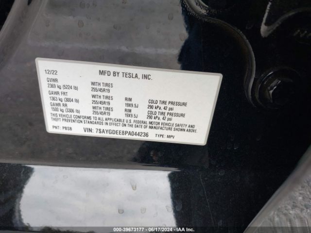 7SAYGDEE8PA044236 Tesla Model Y Awd/long Range Dual Motor All-wheel Drive