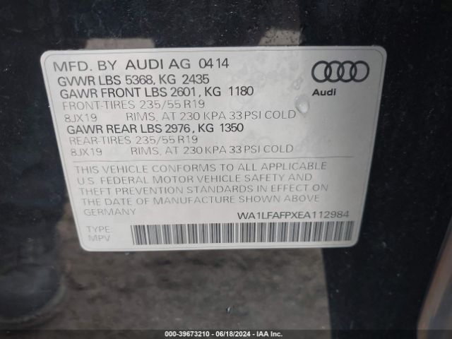WA1LFAFPXEA112984 Audi Q5 2.0t Premium