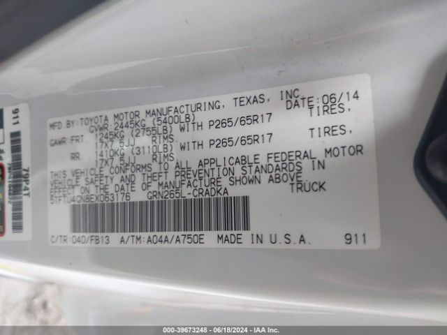 5TFTU4GN8EX063176 Toyota Tacoma Prerunner V6