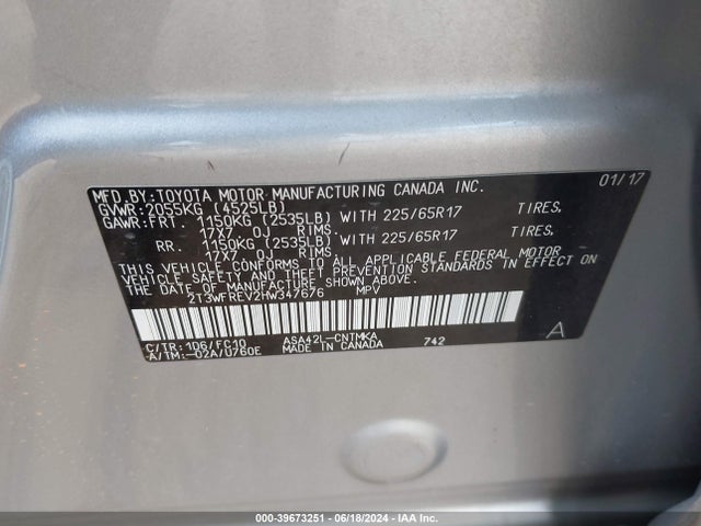 Toyota Rav4 Xle 2017 2T3WFREV2HW347676 Image 9