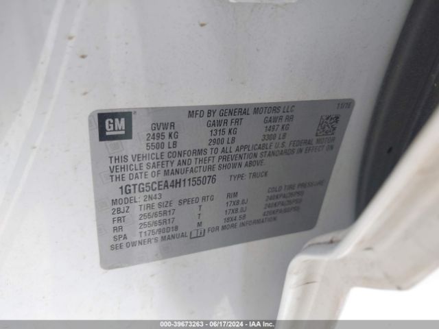 1GTG5CEA4H1155076 GMC CANYON SLE