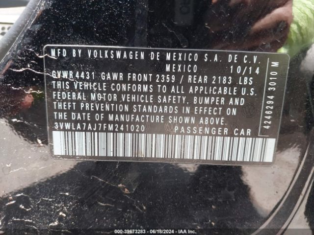 3VWLA7AJ7FM241020 Volkswagen Jetta 2.0l Tdi Sel