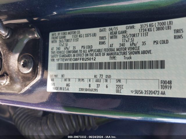 1FTEW1EG8FFB25012 Ford F-150 Xlt
