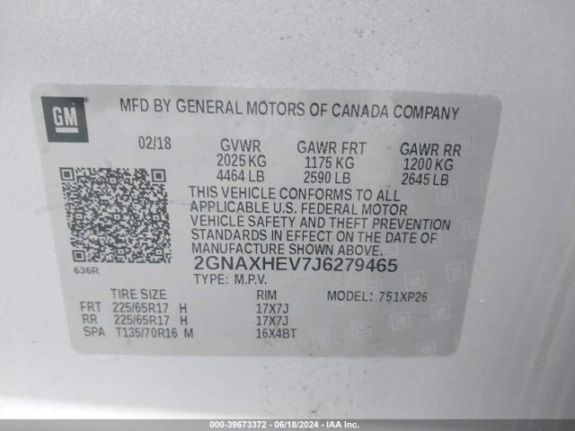 Chevrolet EQUINOX LS 2018 2GNAXHEV7J6279465 Image 9
