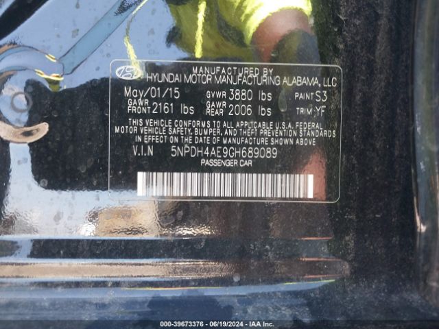 5NPDH4AE9GH689089 Hyundai ELANTRA SE