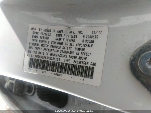 Honda Accord Ex-l 2017 1HGCR2F80HA269229 Image 9