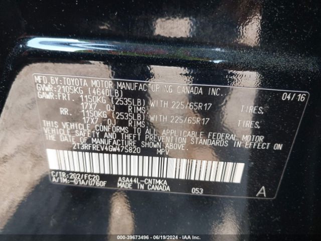 2T3RFREV4GW475820 Toyota Rav4 Xle