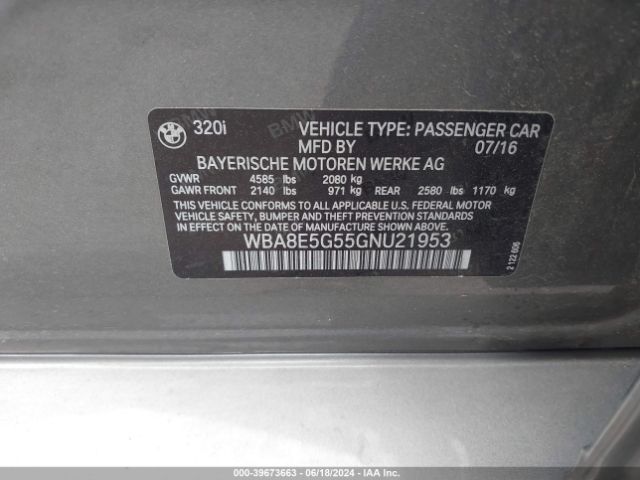 WBA8E5G55GNU21953 BMW 320i Xdrive