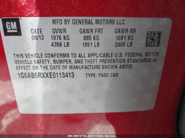 1G6AB5RXXE0113413 Cadillac ATS LUXURY