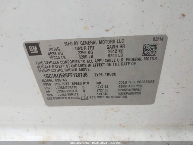 1GC1KUE88FF120798 Chevrolet Silverado 2500hd Wt