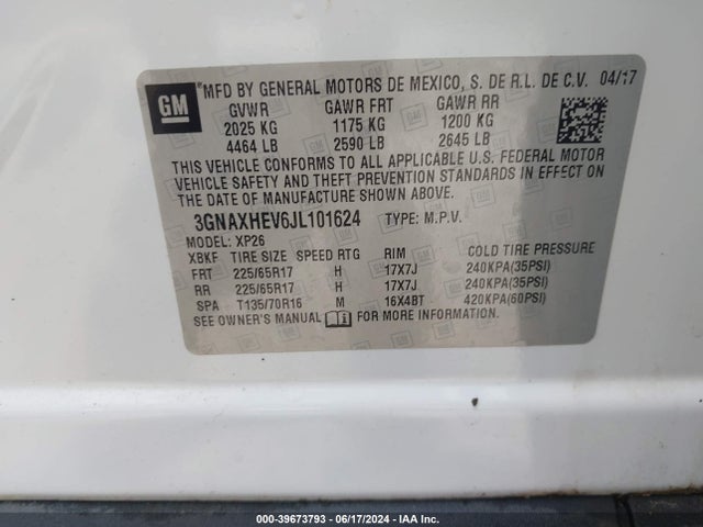 Chevrolet EQUINOX LS 2018 3GNAXHEV6JL101624 Image 9