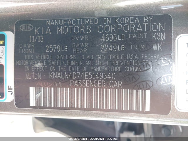 KIA Cadenza Limited 2014 KNALN4D74E5149340 Image 9