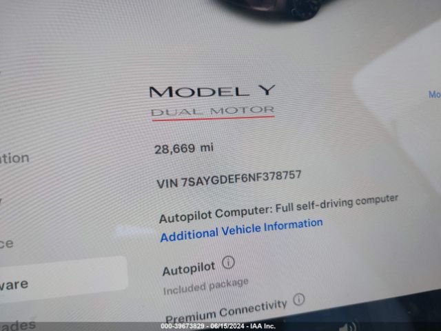 7SAYGDEF6NF378757 Tesla Model Y Performance Dual Motor All-wheel Drive