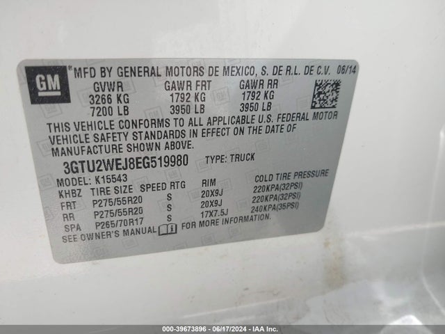 GMC Sierra 1500 Denali 2014 3GTU2WEJ8EG519980 Image 9