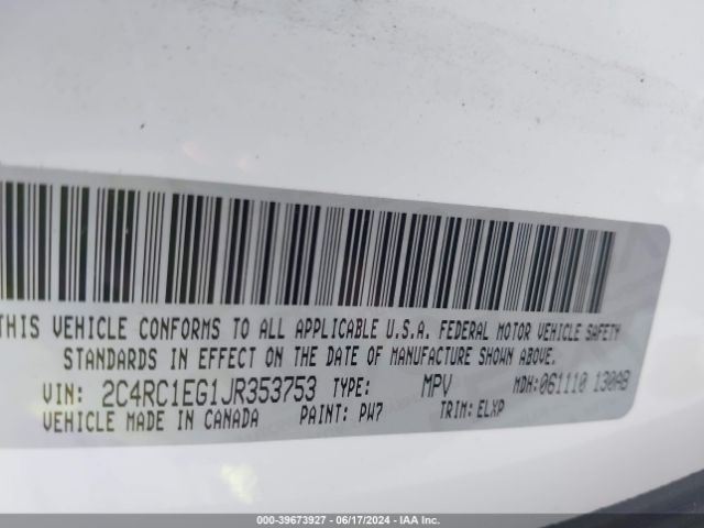 2C4RC1EG1JR353753 Chrysler Pacifica Touring L Plus