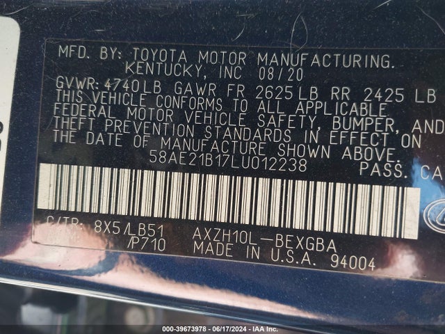 58AE21B17LU012238 Lexus Es 300h Luxury