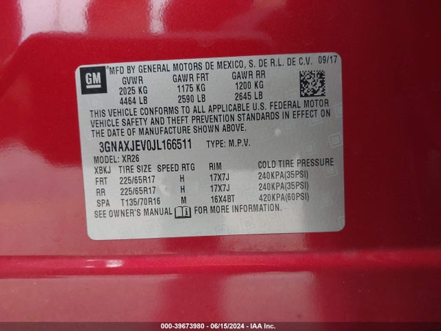 Chevrolet EQUINOX LT 2018 3GNAXJEV0JL166511 Image 9