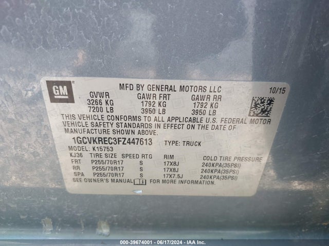 Chevrolet Silverado 1500 1lt 2015 1GCVKREC3FZ447613 Image 9