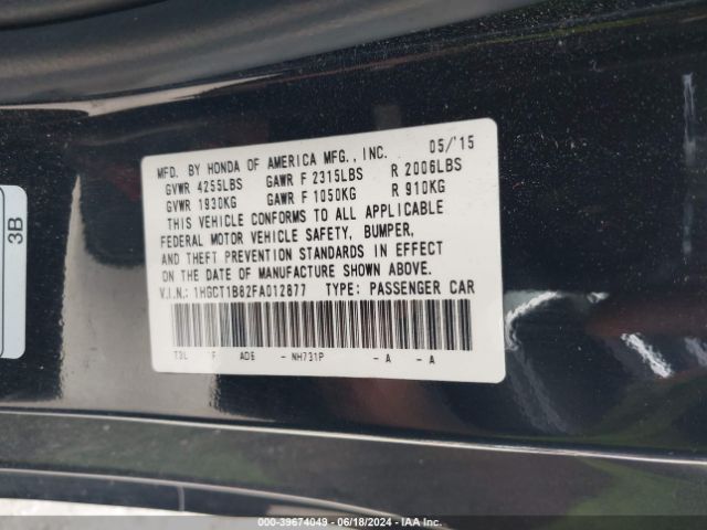 1HGCT1B82FA012877 Honda Accord Ex-l