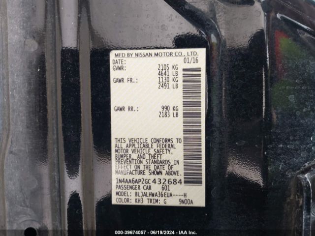 1N4AA6AP2GC432684 Nissan Maxima 3.5 Platinum