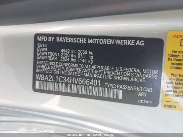 WBA2L1C34HV666401 BMW M240i