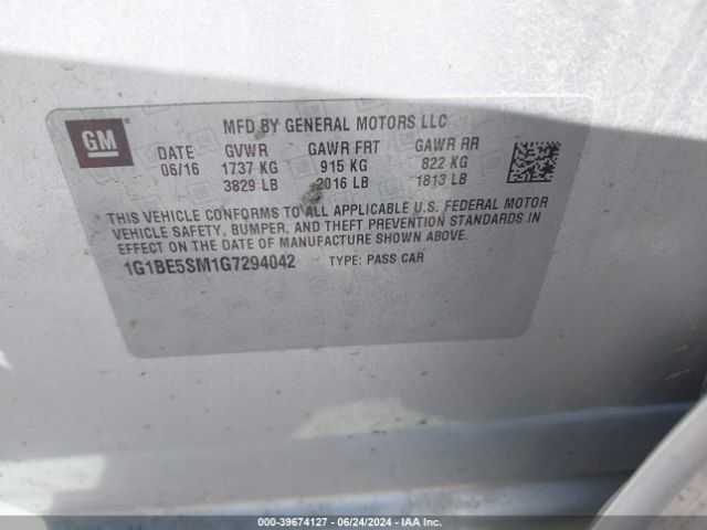 1G1BE5SM1G7294042 Chevrolet Cruze Lt Auto