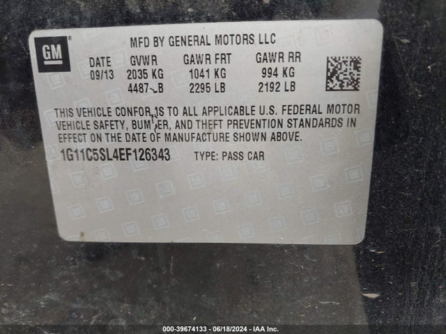 Chevrolet MALIBU 1LT 2014 1G11C5SL4EF126343 Image 9