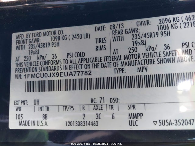 Ford Escape Titanium 2014 1FMCU0JX9EUA77782 Image 9
