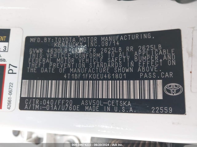 Toyota CAMRY SE 2014 4T1BF1FK0EU461801 Image 9