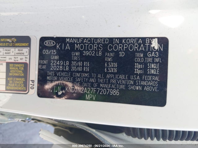 KNDJN2A27F7207986 KIA Soul