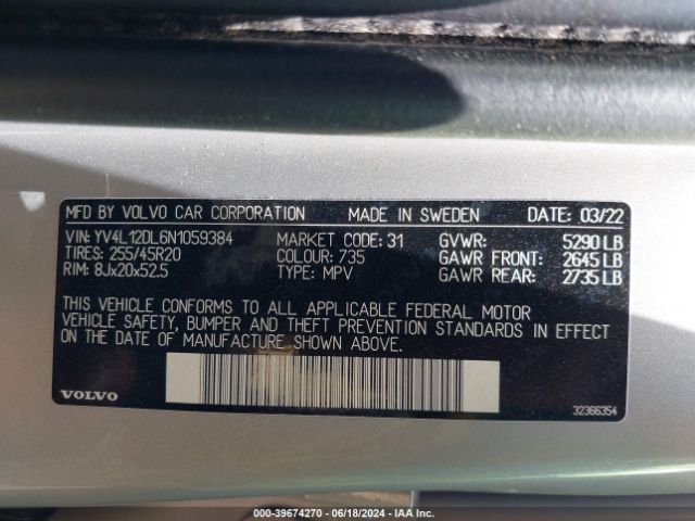 YV4L12DL6N1059384 Volvo Xc60 B5 Inscription