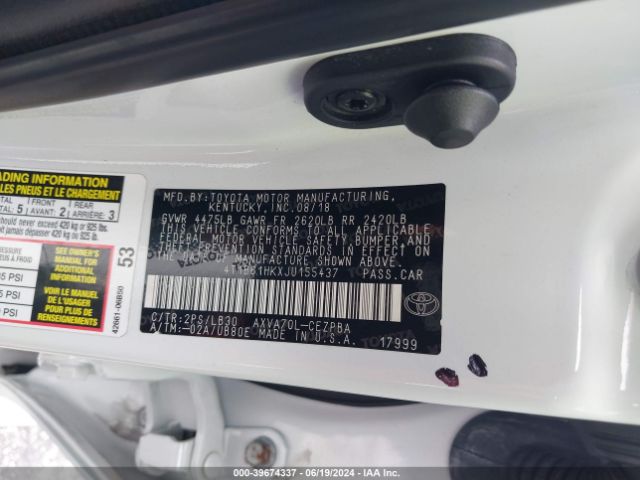 4T1B61HKXJU155437 Toyota CAMRY XSE