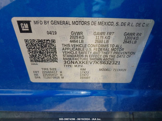 Chevrolet EQUINOX LT 2019 3GNAXKEV7KS632321 Image 9
