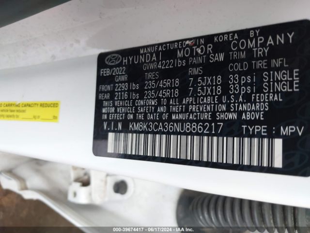 KM8K3CA36NU886217 Hyundai Kona N Line