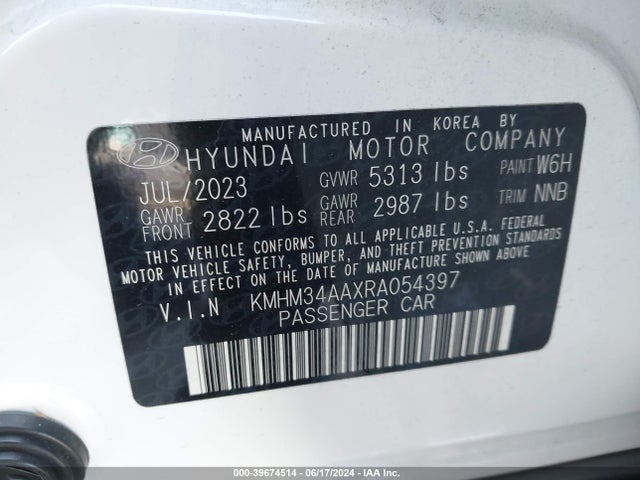 KMHM34AAXRA054397 Hyundai Ioniq 6 Sel