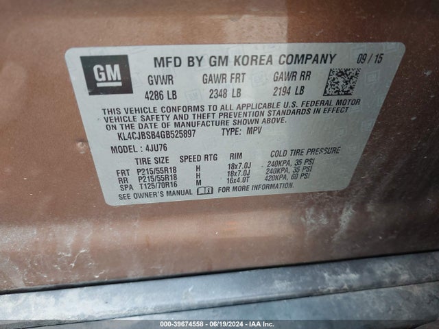 Buick Encore Convenience 2016 KL4CJBSB4GB525897 Image 9