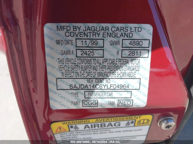 2000 JAGUAR XJ8 SAJDA14C6YLF04964 Photo 8