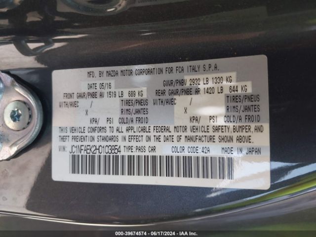 JC1NFAEK2H0103854 Fiat 124 Spider Lusso