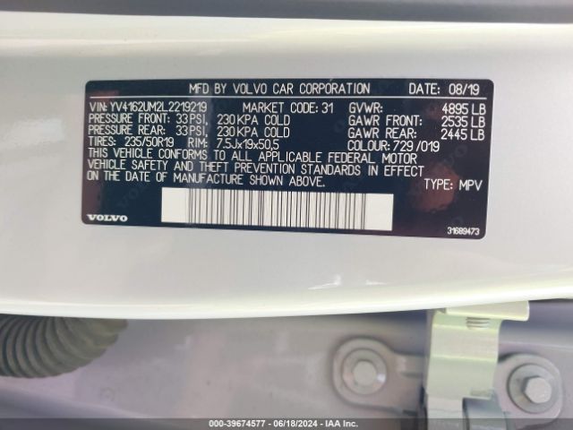 YV4162UM2L2219219 Volvo Xc40 T5 R-design