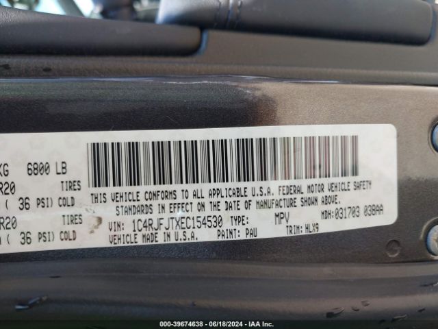 1C4RJFJTXEC154530 Jeep Grand Cherokee Summit