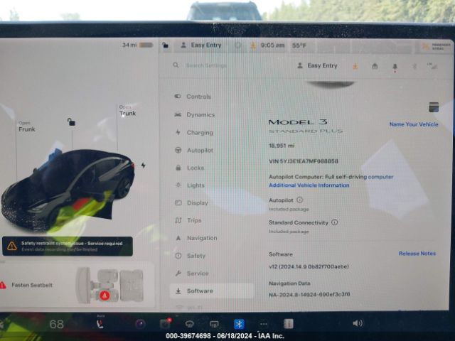 5YJ3E1EA7MF988858 Tesla Model 3 Standard Range Plus Rear-wheel Drive