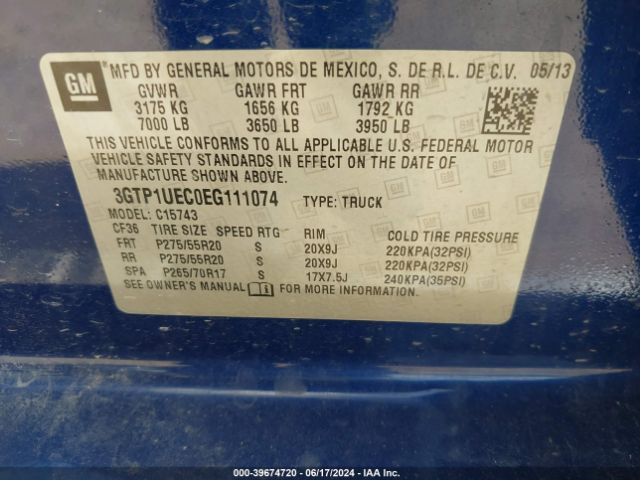 3GTP1UEC0EG111074 GMC Sierra 1500 Sle