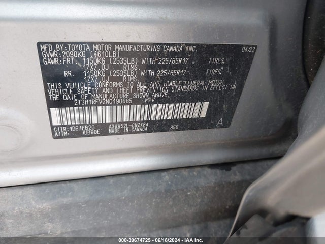 Toyota RAV4 LE 2022 2T3H1RFV2NC190685 Image 9