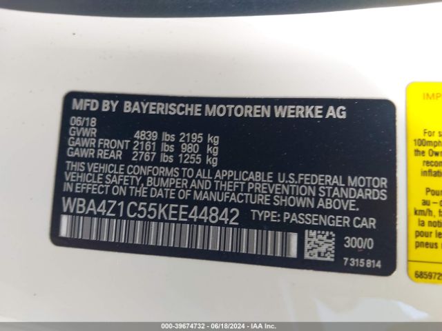 WBA4Z1C55KEE44842 BMW 430I