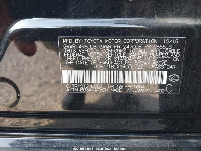 Lexus GS 350 2016 JTHCZ1BLXGA000722 Image 9